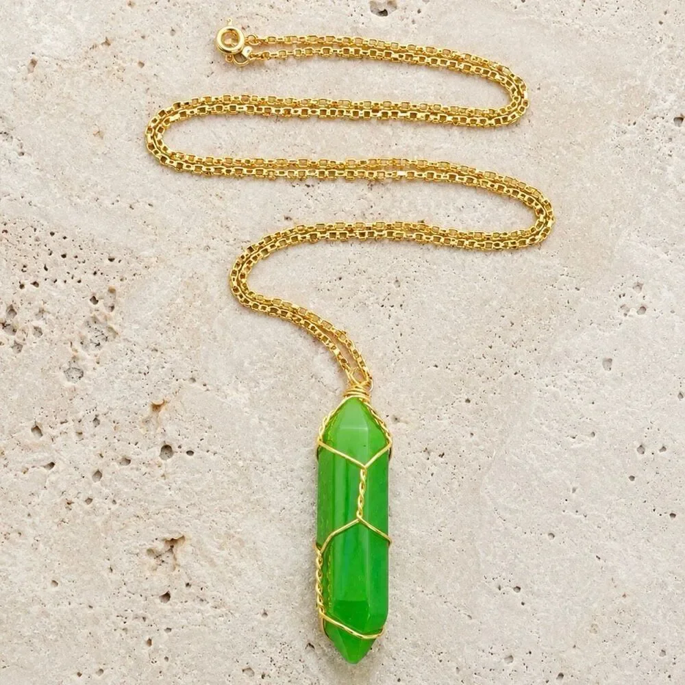 Emerald Green Hexagon Pendant Necklace
